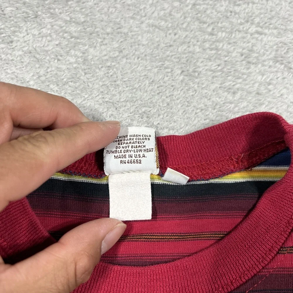 Vintage Hang Ten Tee Shirt Mens XL Multicolored Striped Pocket Made in USA